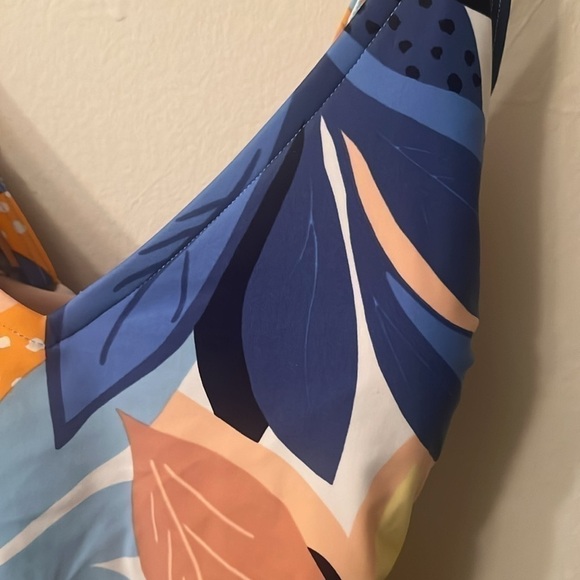 Kona Sol Orange Tropical Print Side Cinch Medium Coverage One Piece Swimsuit XL - Picture 3 of 6